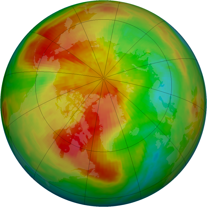 Arctic ozone map for 19 March 1992
